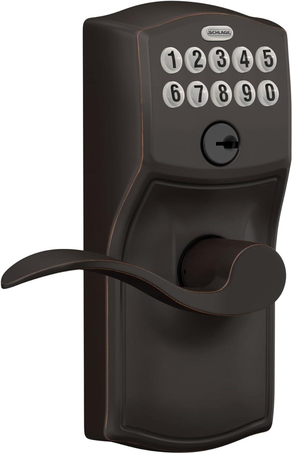 Schlage FE595VCAM716ACC Aged Bronze Accent Entry Lever Keypad Lock