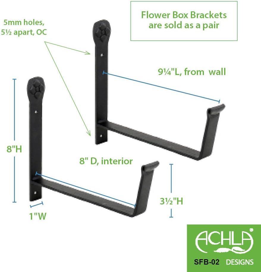 Black Wrought Iron 8-Inch Wall-Mount Flower Box Brackets