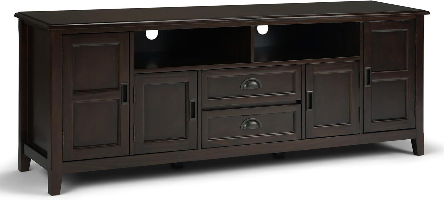 Simpli Home Burlington 72"W Solid Wood TV Stand for TVs up to 80" with 4 Cabinets