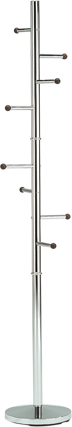 King's Brand Furniture-Wilhelm 8-Hook Coat & Hat Rack Stand, Chrome