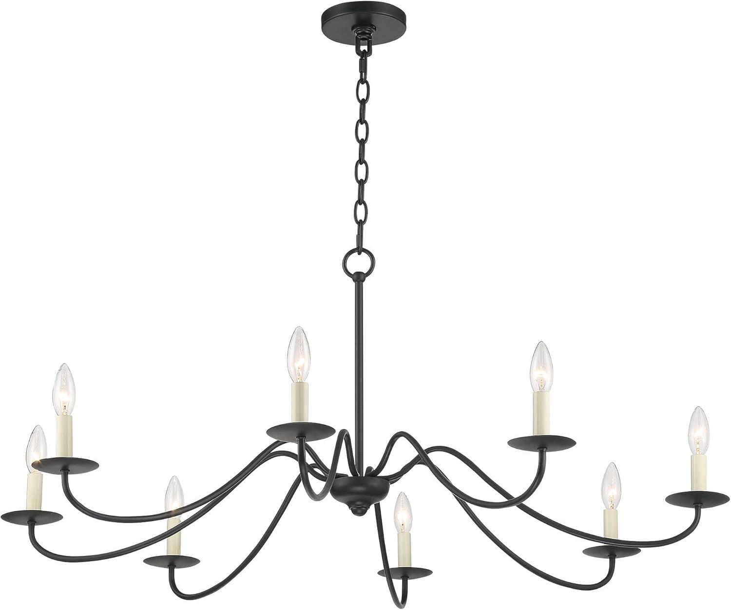Franklin Iron Works Soft Gold Chandelier 42" Wide Farmhouse Rustic Bent Arms 8-Light Fixture for Dining Room Living House Home Foyer Kitchen Island