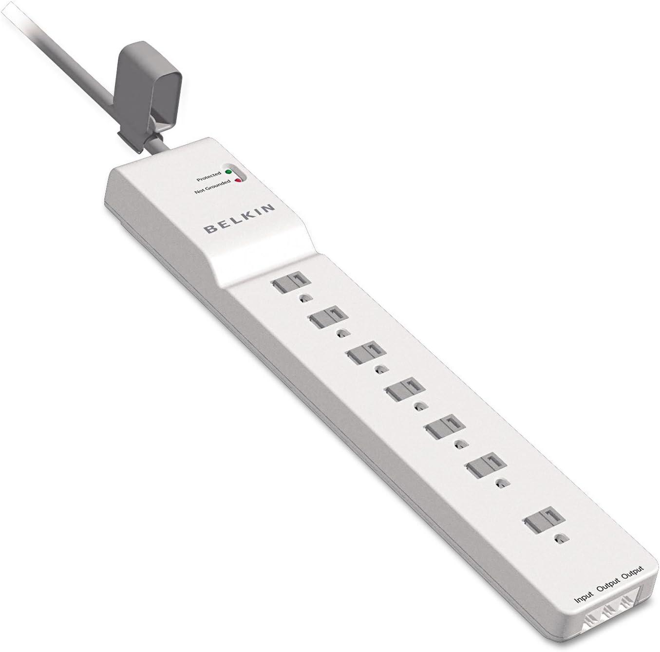 Belkin Home/Office Surge Protector, 7 AC Outlets, 6 ft Cord, 2,320 J, White