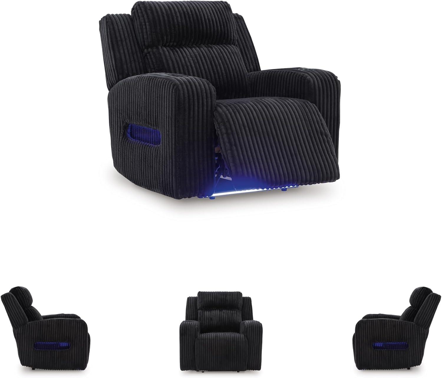 Signature Design by Ashley The Man-Den Leather Power Recliner in Gray