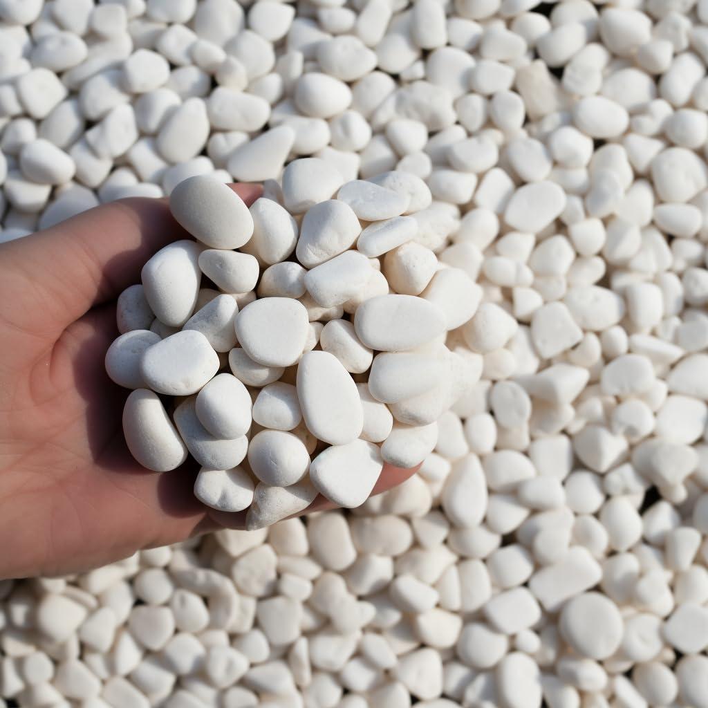 Medium White Polished River Rocks for Garden Landscaping