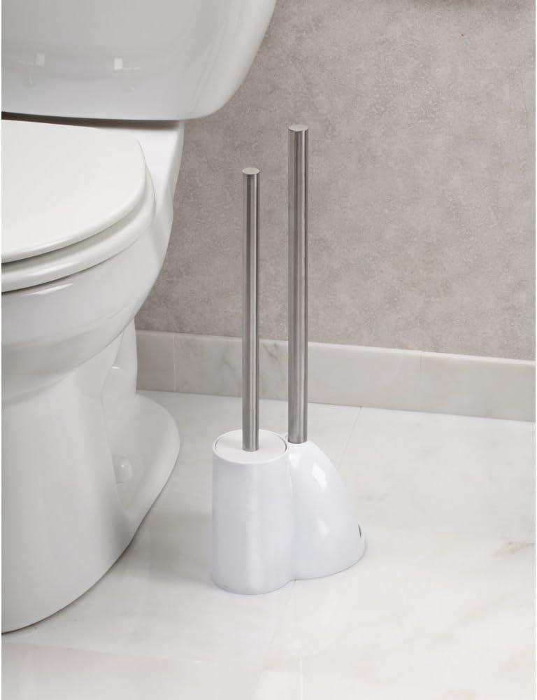 iDESIGN Toilet Brush with Holder and Plunger Set White