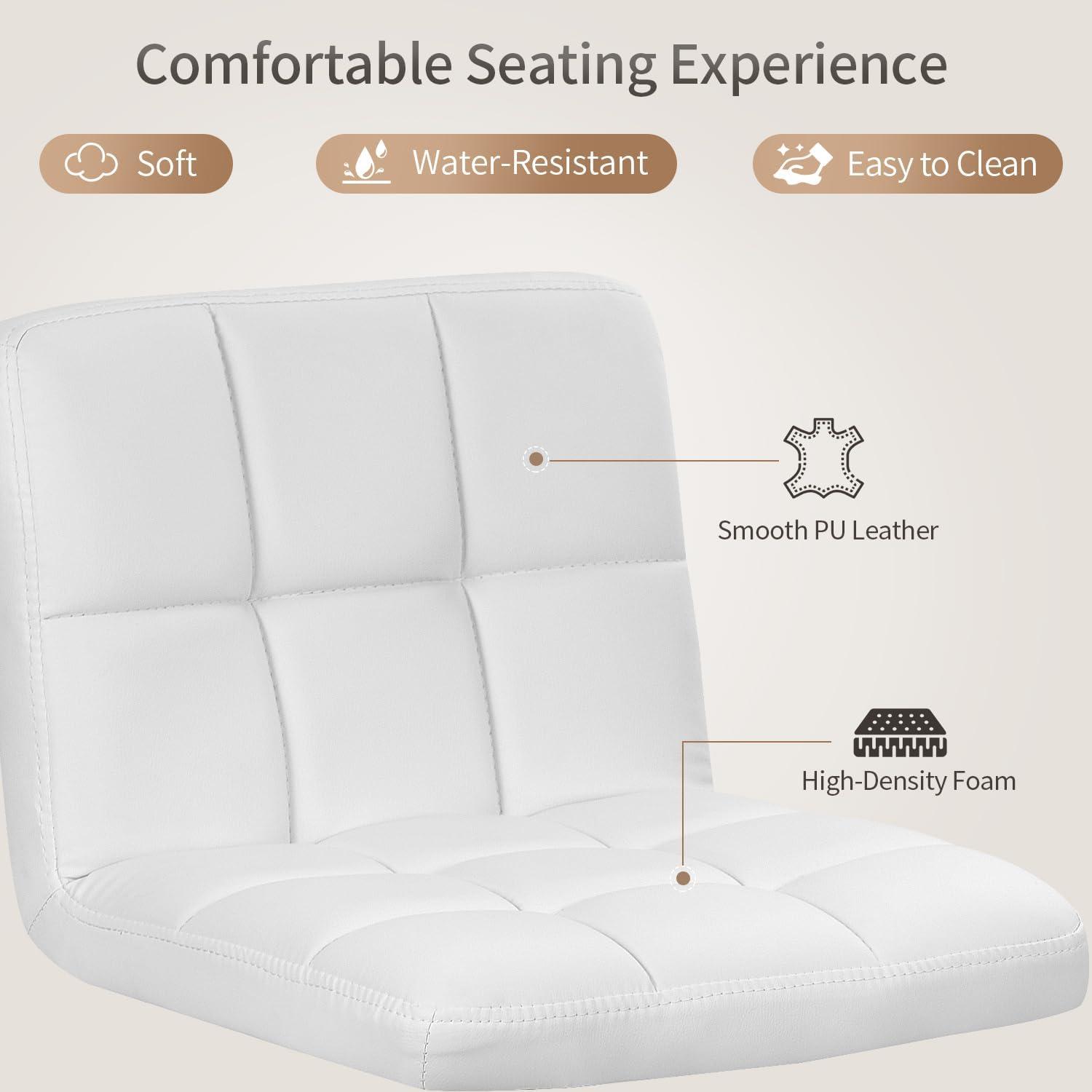 Bar Stools 1 Set Of 2, Counter Height Bar Stools, Square Cushion Bar Stools With Back, Footstool, Cafe, 2 Pieces