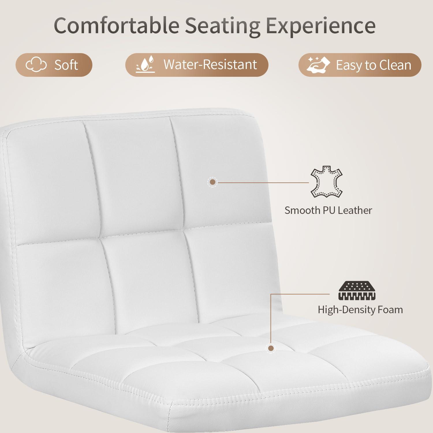 Bar Stools 1 Set Of 2, Counter Height Bar Stools, Square Cushion Bar Stools With Back, Footstool, Cafe, 2 Pieces