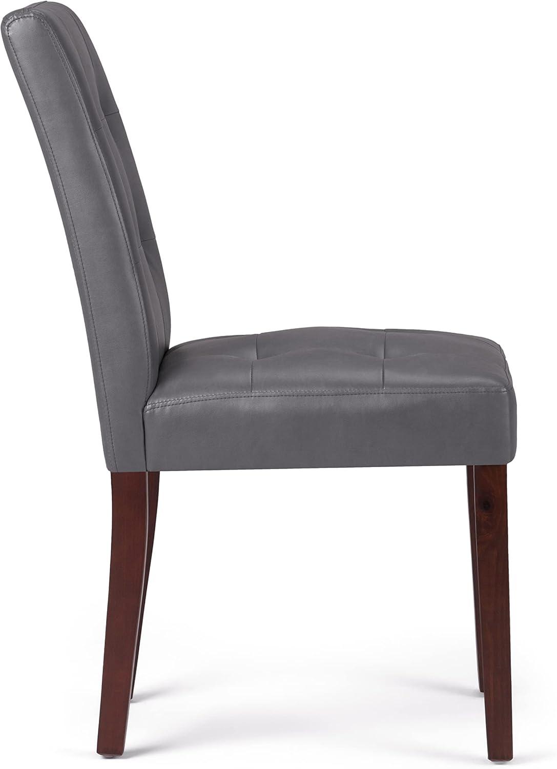 Stone Grey Faux Leather Upholstered Parsons Side Chair Set