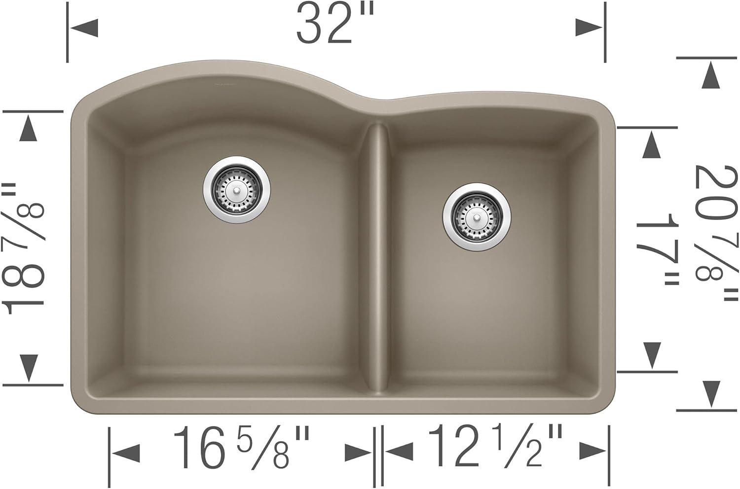 Diamond SILGRANIT 32.07" L x 20.92" W Double Bowl Undermount Kitchen Sink