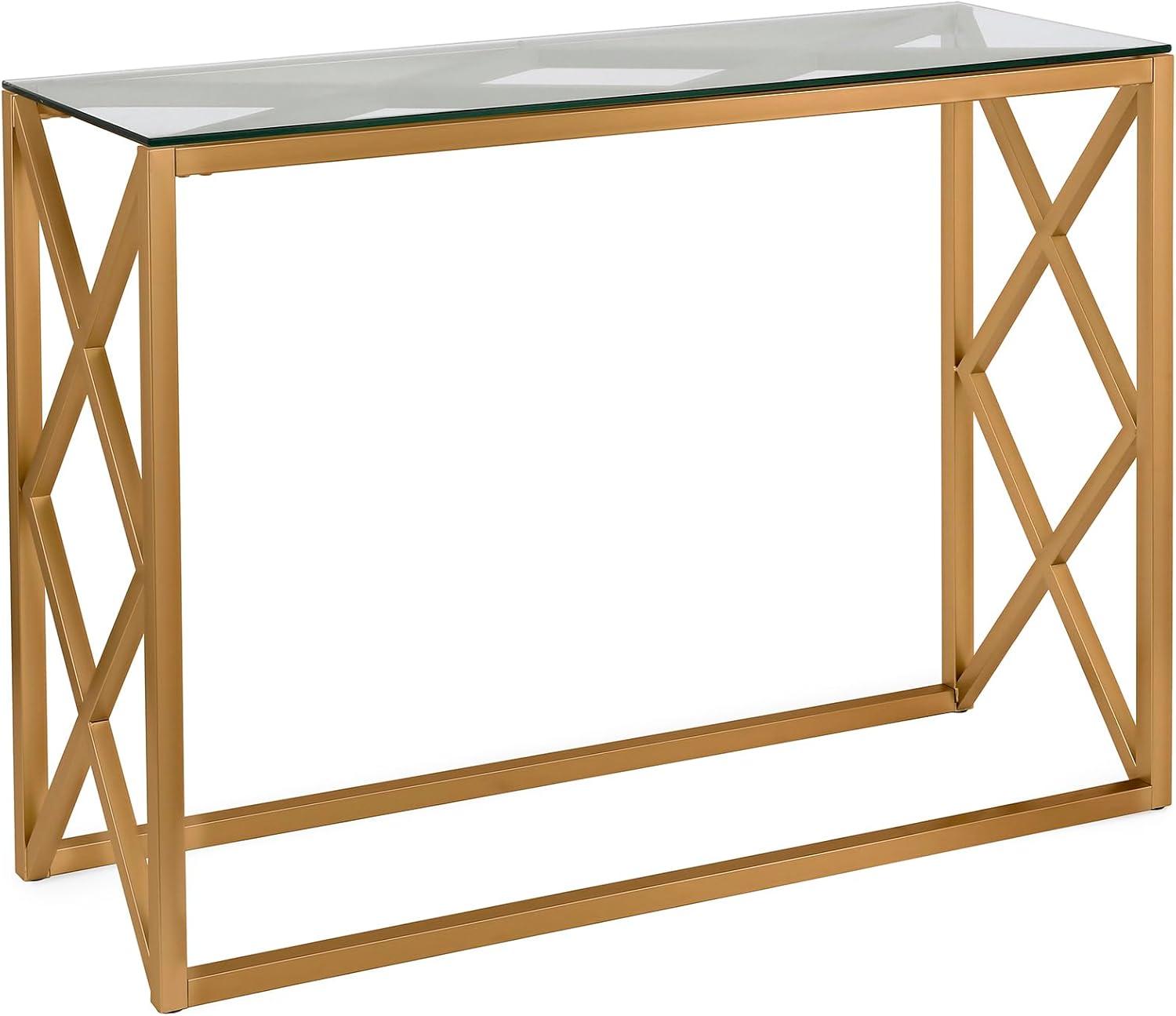 Gold and Glass Geometric X Hallway Table