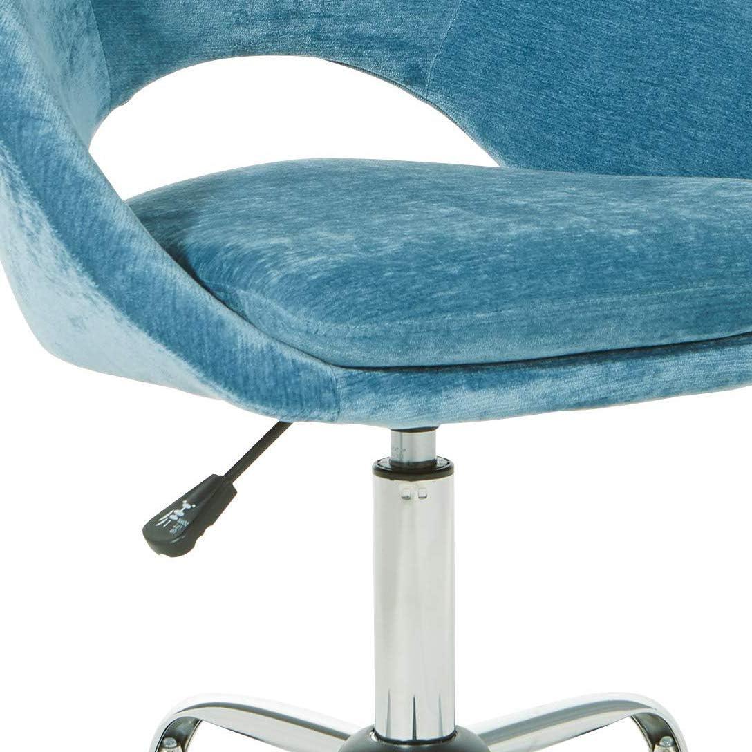 Royal Blue Chrome Swivel Office Chair with Padded Scoop Seat