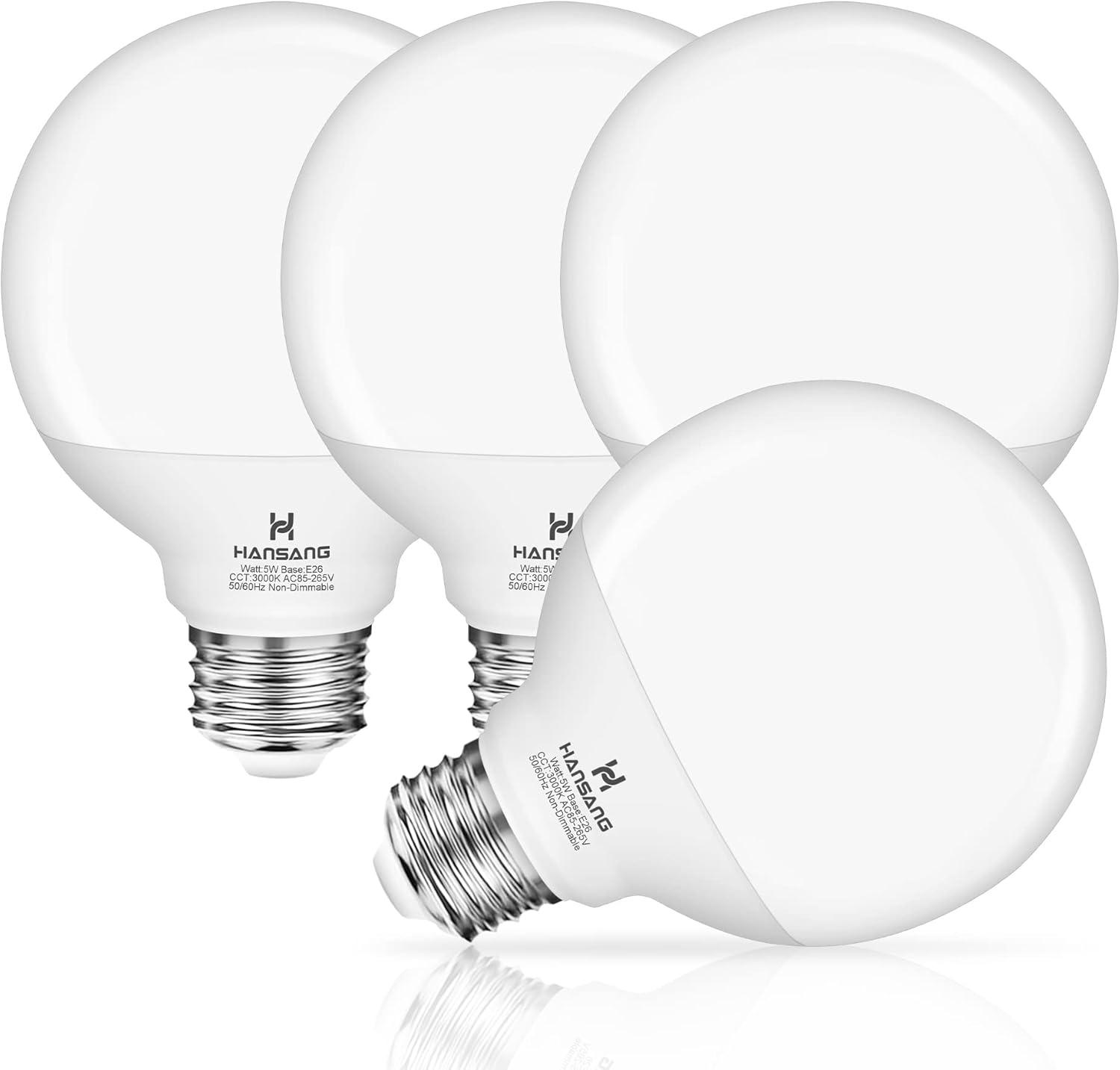 Hansang White G25 LED Globe Light Bulbs, 60W Equivalent