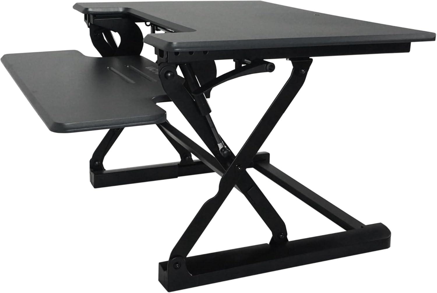 Elevate 36" Charcoal Gray & Black Wood Steel Sit-Stand Desk Converter