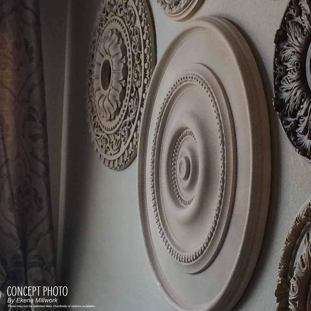 18" Primed Riley Circle Ceiling Medallion, Moisture & Rot Resistant