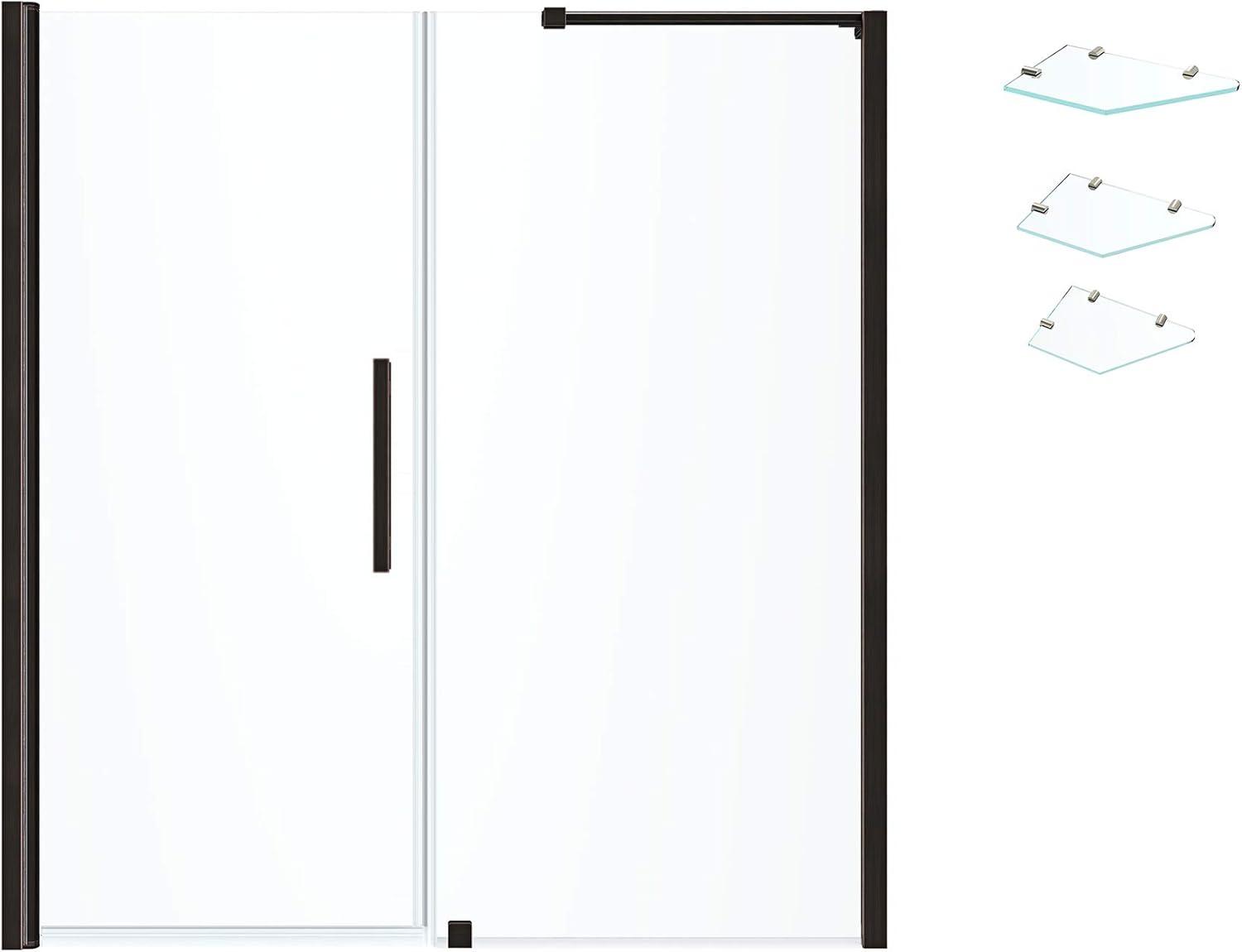 Endless Pasadena 62" W x 72" H Alcove Frameless Shower Kit, Door, Panel, Shelves