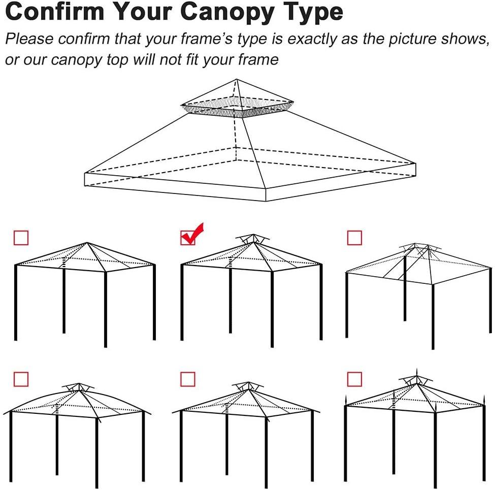 Yescom Yescom Canopy Top Replacement for 2-Tier Crescent TJSG081 Gazebo Outdoor Garden Yard Patio Cover