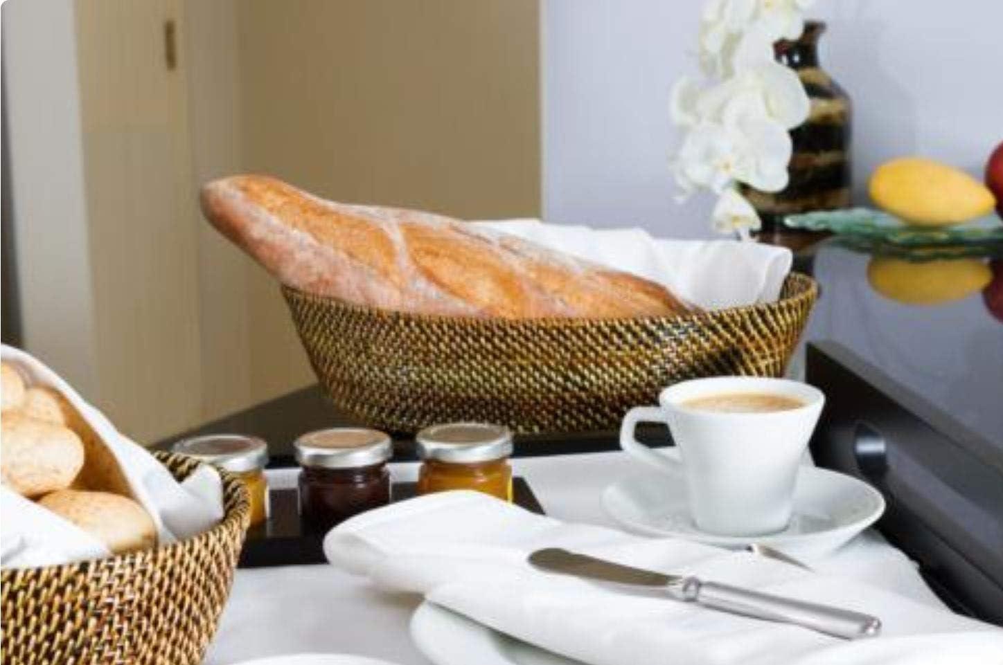 Large Oval Rattan Woven Serving Basket, 12 Inches