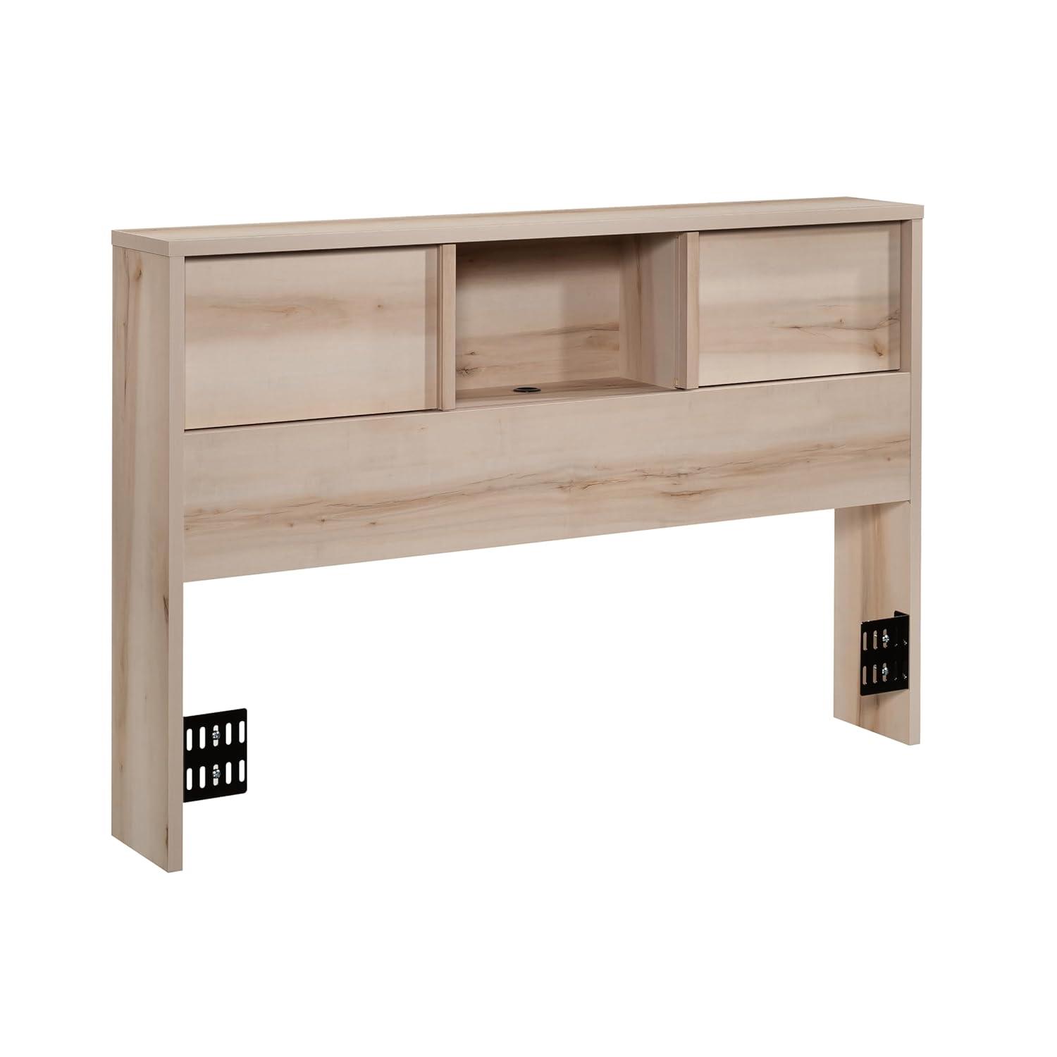 Full/Queen Harvey Park Headboard Pacific Maple - Sauder: Sliding Door Storage, Adjustable Shelves