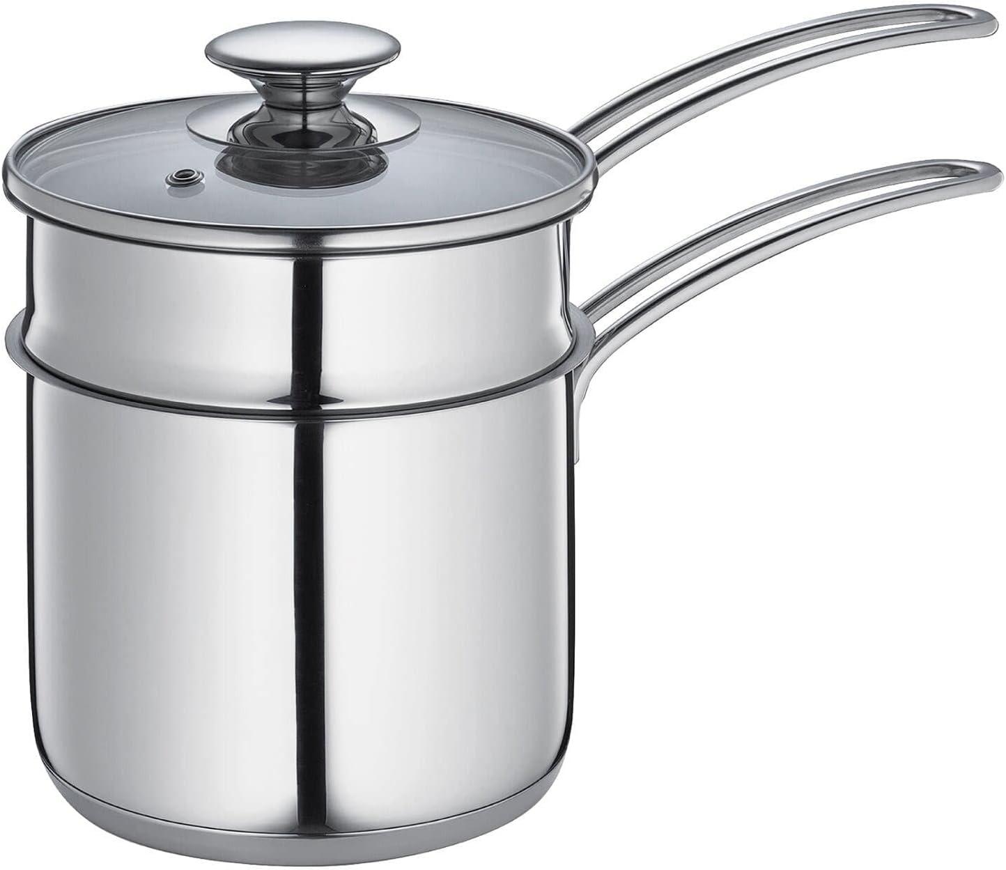 Kuchenprofi Mini Double Boiler Set w/ Glass Lid, 1.6 qt., 5.5-Inch Diameter