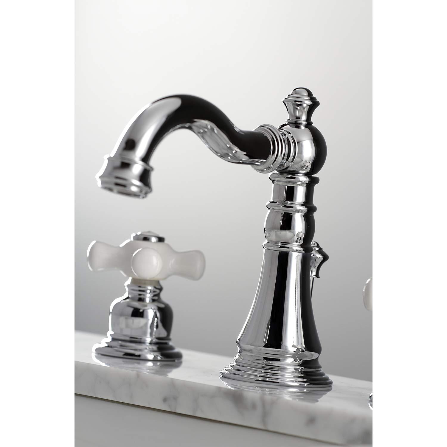 Kingston Brass FSC1971PX Kingston Brass American Classic Two-Handle 3-Hole Deck Mount Widespread Bathroom Faucet with Pop-Up Drain