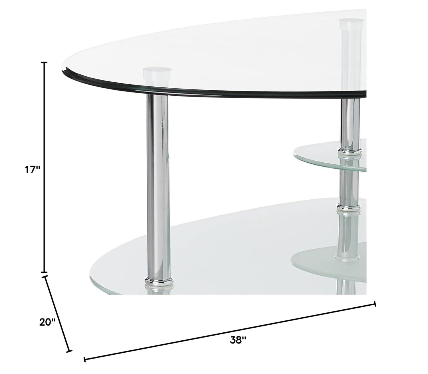 Walker Edison Mid-Century Modern Oval Glass Coffee Table