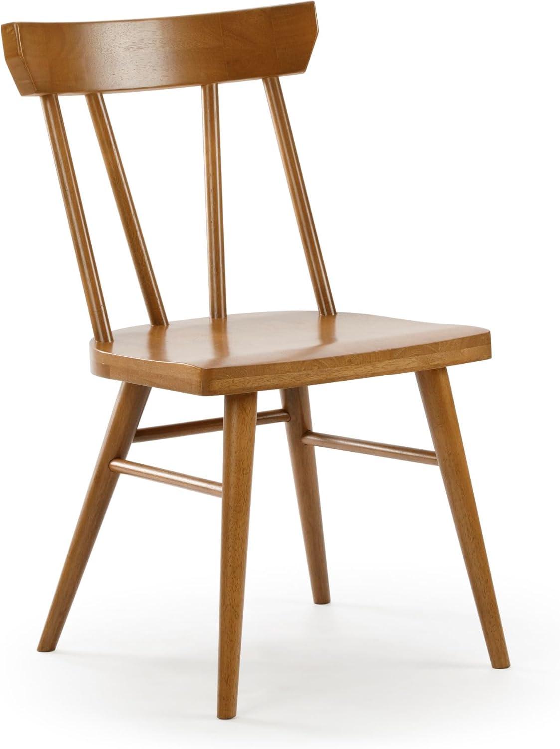 Plank+Beam Windsor Dining Chair Set of 2, Solid Wood Chairs for Kitchen, Office, Living Room, Pecan