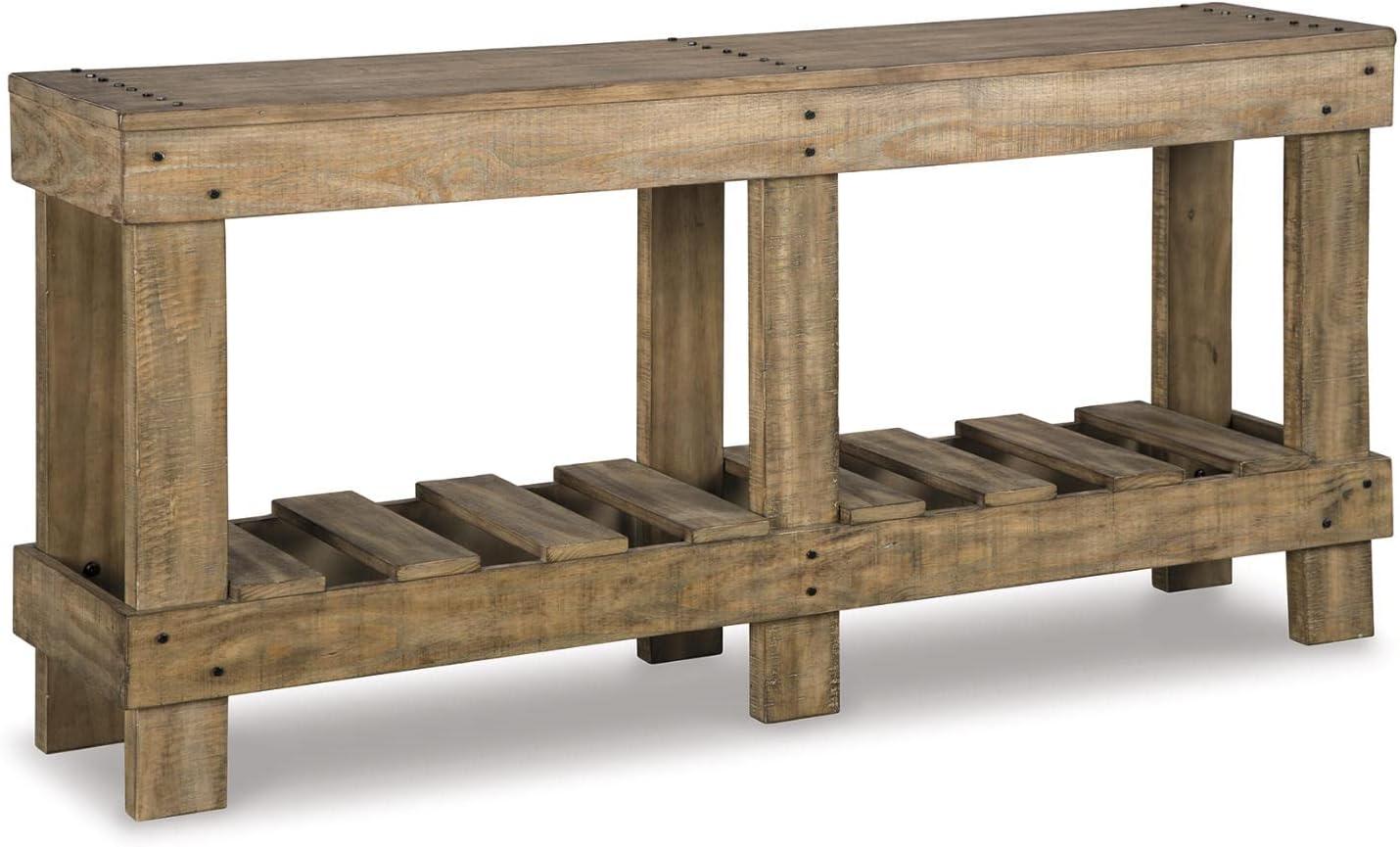 Susandeer Sofa and Console Table Brown - Signature Design by Ashley: Modern Entryway, Open Shelf Storage