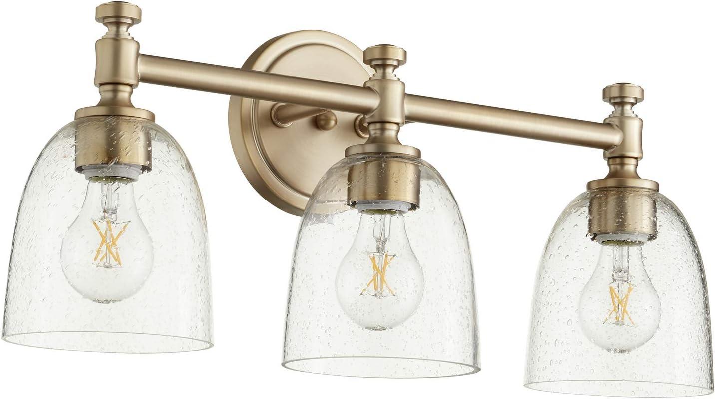 Quorum Lighting Rossington 3-Light Aged Brass Glass Wall Sconce