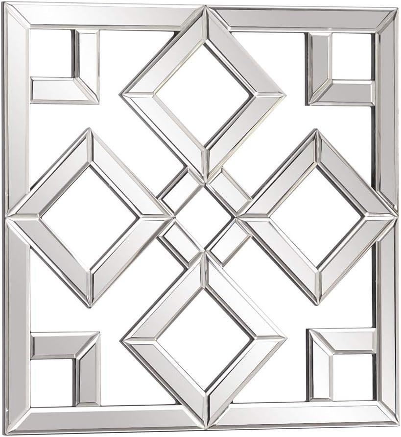 Howard Elliott 20"x20" Moira Decorative Accent Lattice Square Wall Mirror: Modern Style, Wood Frame, No Assembly Required
