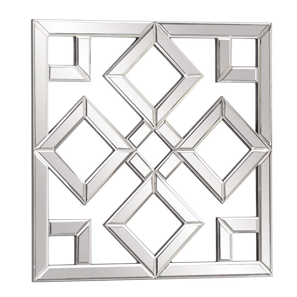 Howard Elliott 20"x20" Moira Decorative Accent Lattice Square Wall Mirror: Modern Style, Wood Frame, No Assembly Required
