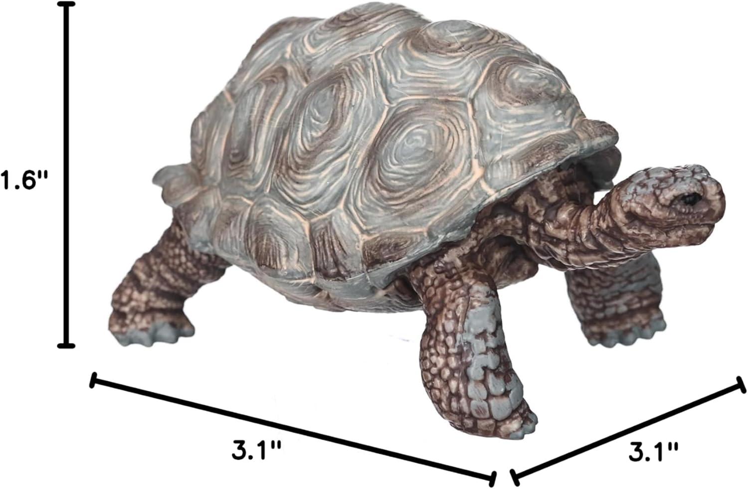 Realistic Brown and Beige Giant Tortoise Toy Figurine