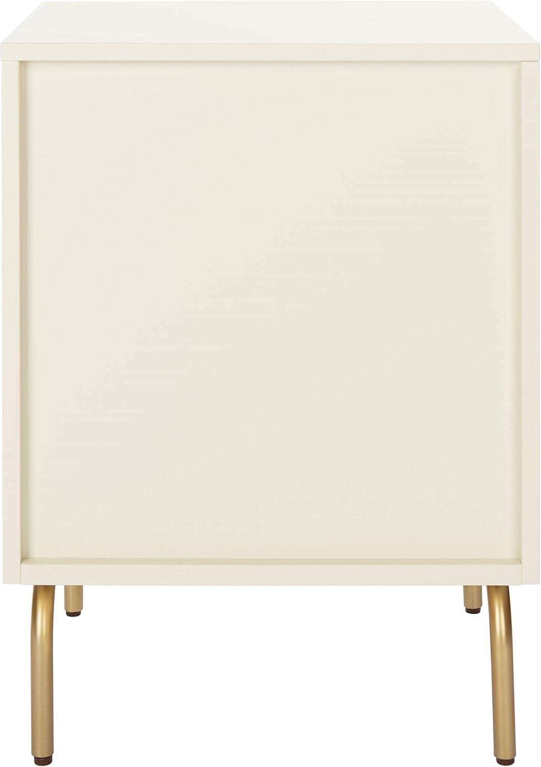 SAFAVIEH Genevieve Mid-Century 2 Drawer Nightstand, Cream/White Washed