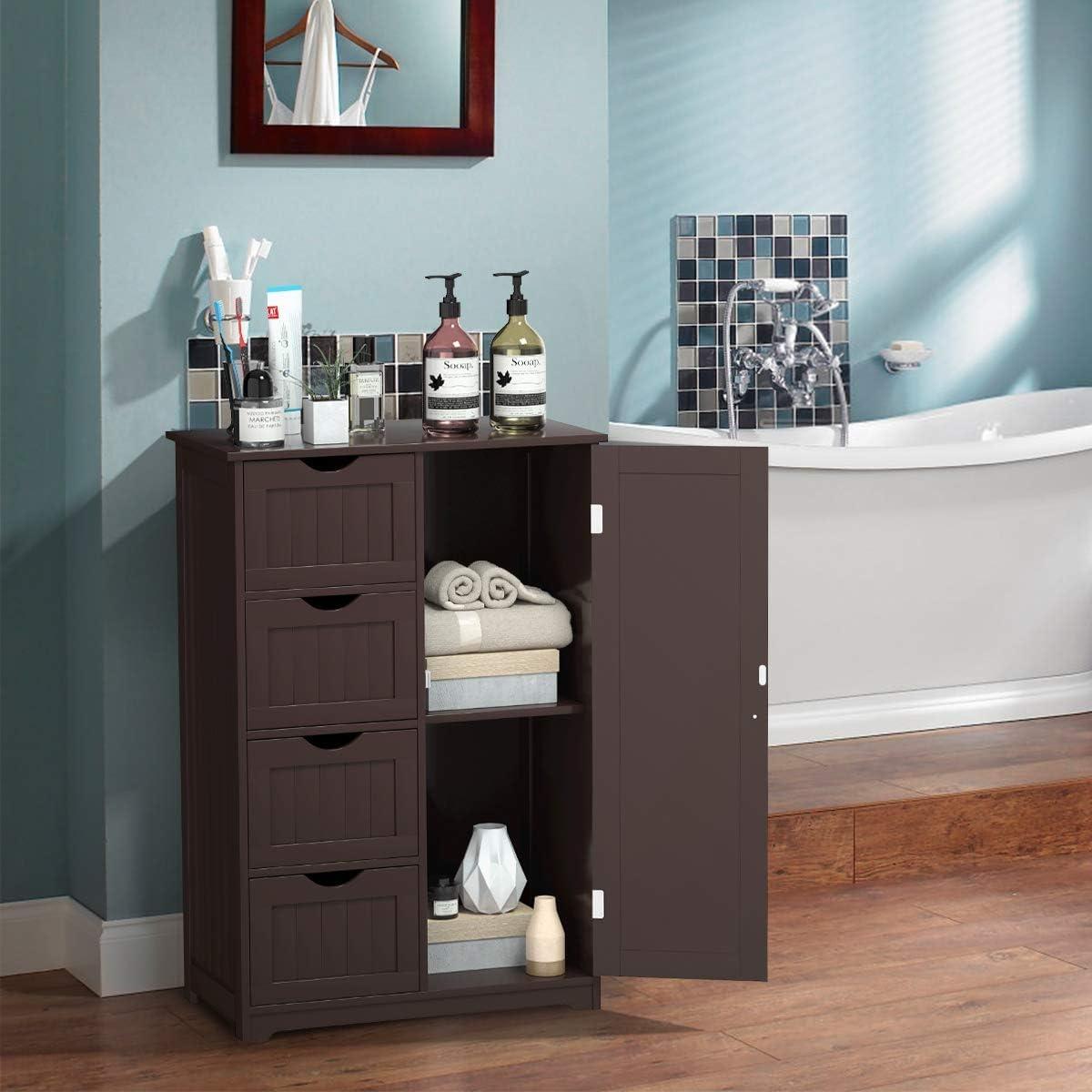 Brown MDF Cabinet with Adjustable Shelving and Drawers