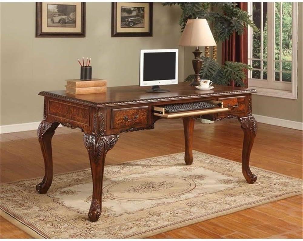 60" Cherry Walnut Executive Desk with Keyboard Tray and Drawers