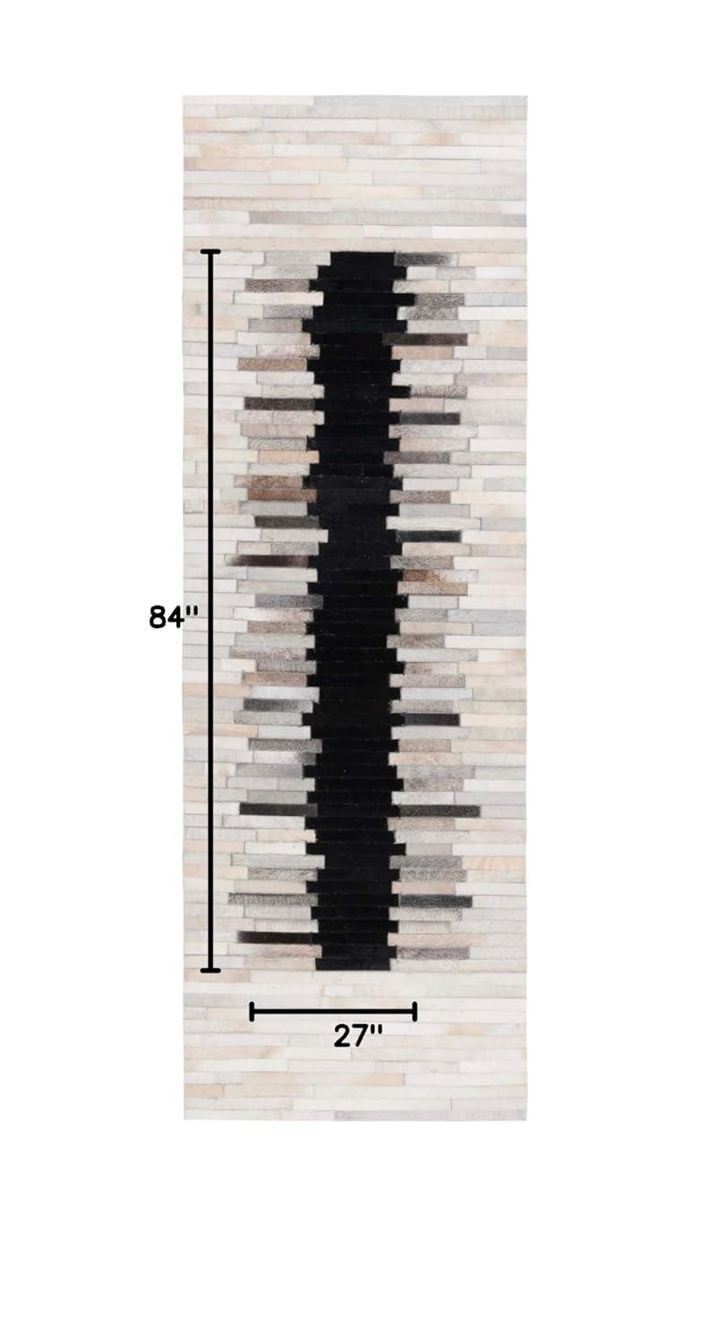 SAFAVIEH Studio Leather Collection Runner Rug - 7' Runner, Grey & Brown, Modern Design, Ideal for High Traffic Areas in Hallway, Bathroom & Kitchen (STL818F-27)