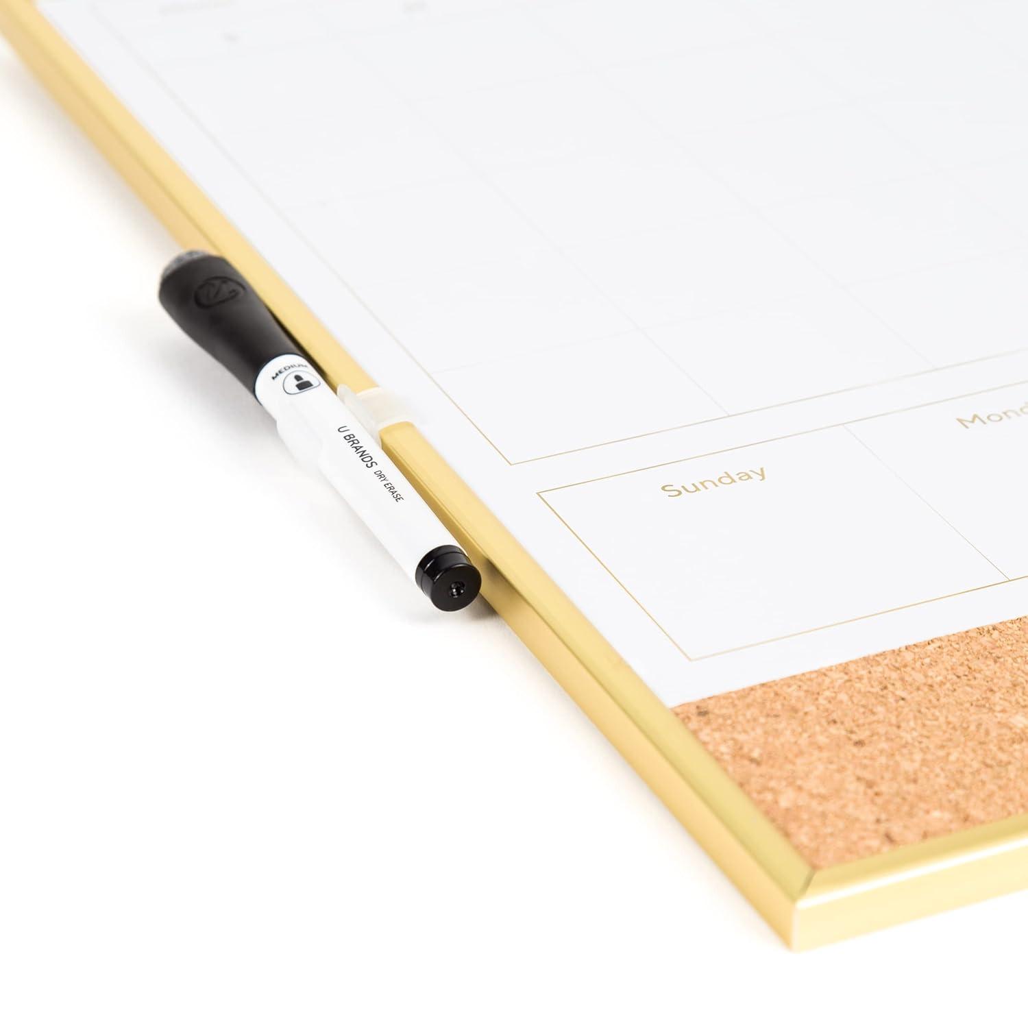 U BRANDS Dry Erase 2-in-1 Magnetic Whiteboard with Gold Frame