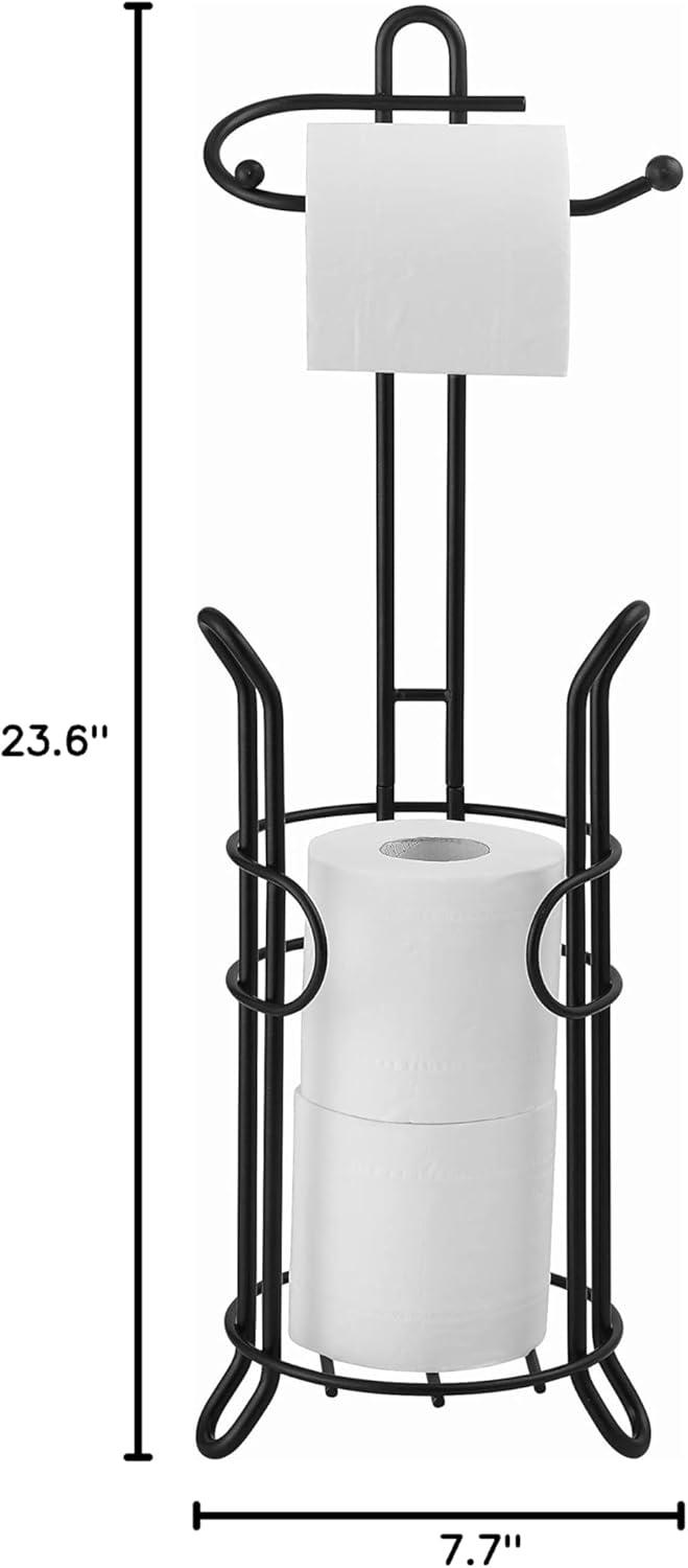 Black Metal Freestanding Toilet Paper Holder with Storage