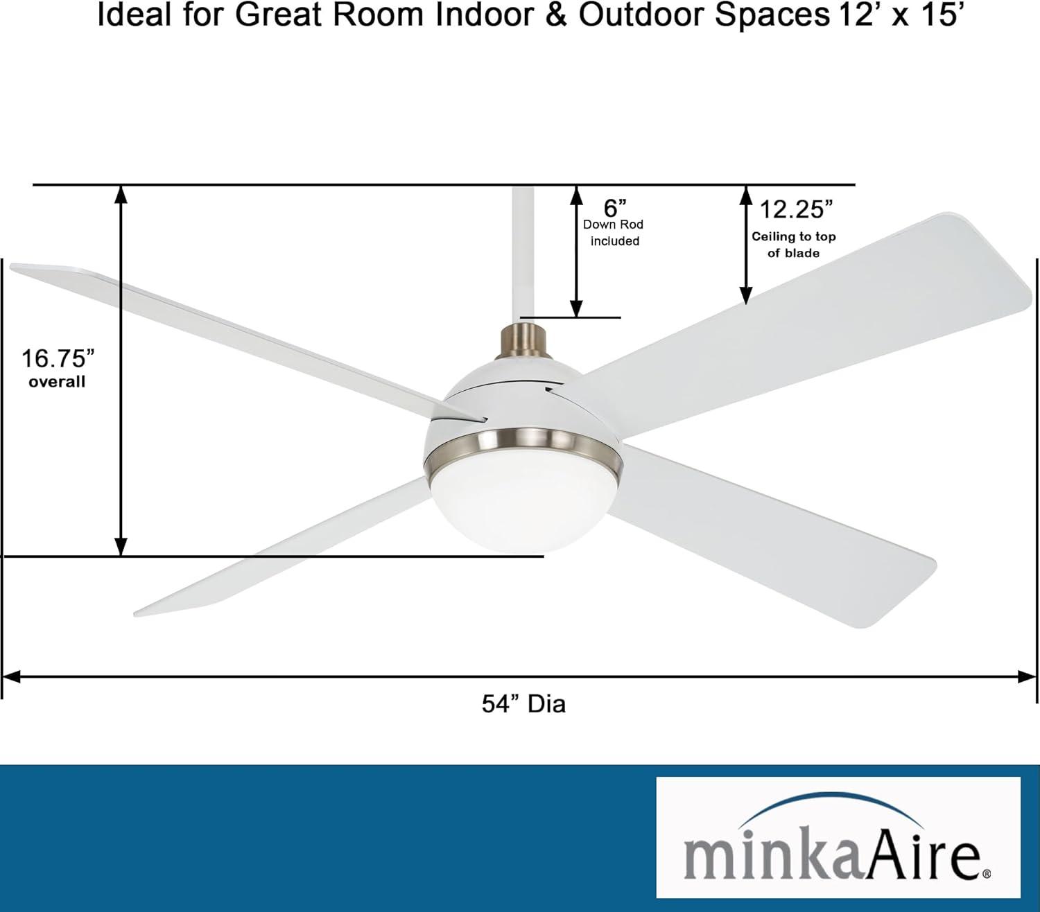 54" 4 - Blade LED Standard Ceiling Fan with Remote Control and Light Kit Included