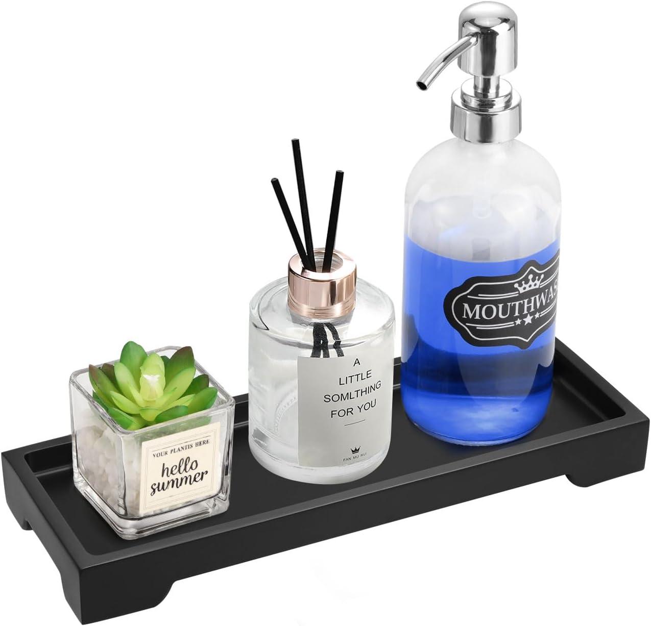 Matte Black Resin Bathroom Vanity Tray with Feet