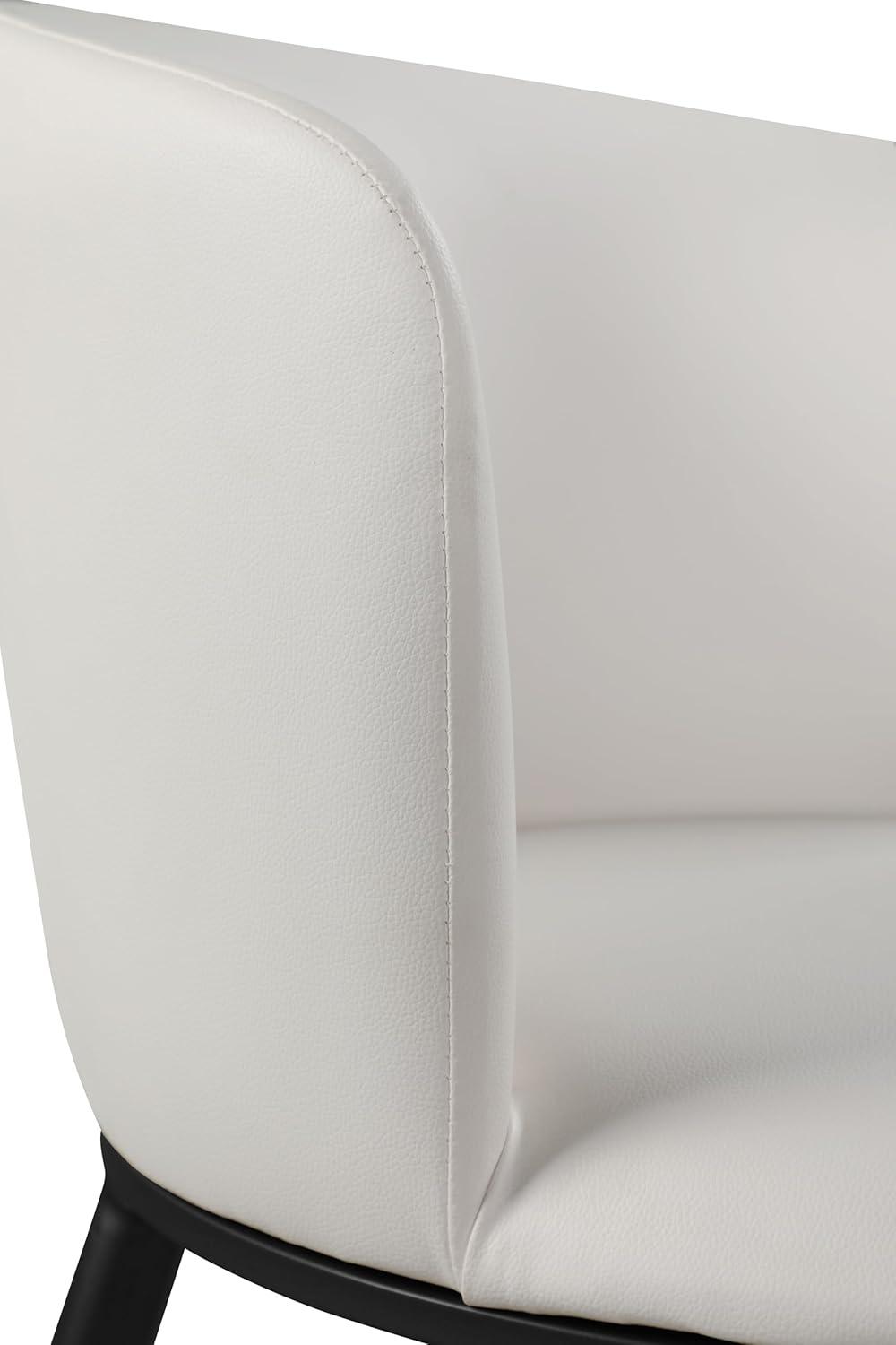 Skylar Contemporary White Faux Leather Rounded Dining Chair