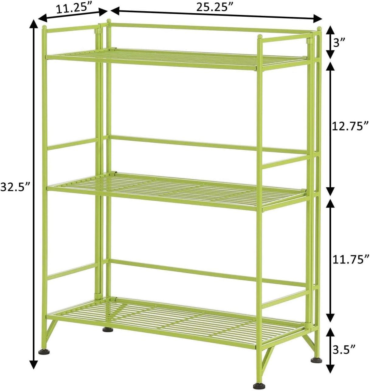 Convenience Concepts Xtra Storage 3 Tier Wide Folding Metal Shelf , Lime