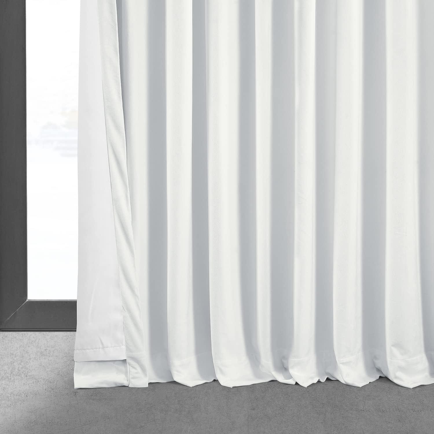 Exclusive Fabrics  Signature Extra Wide Blackout Velvet Curtain (1 Panel) Primary White 100 x 96 96 Inches