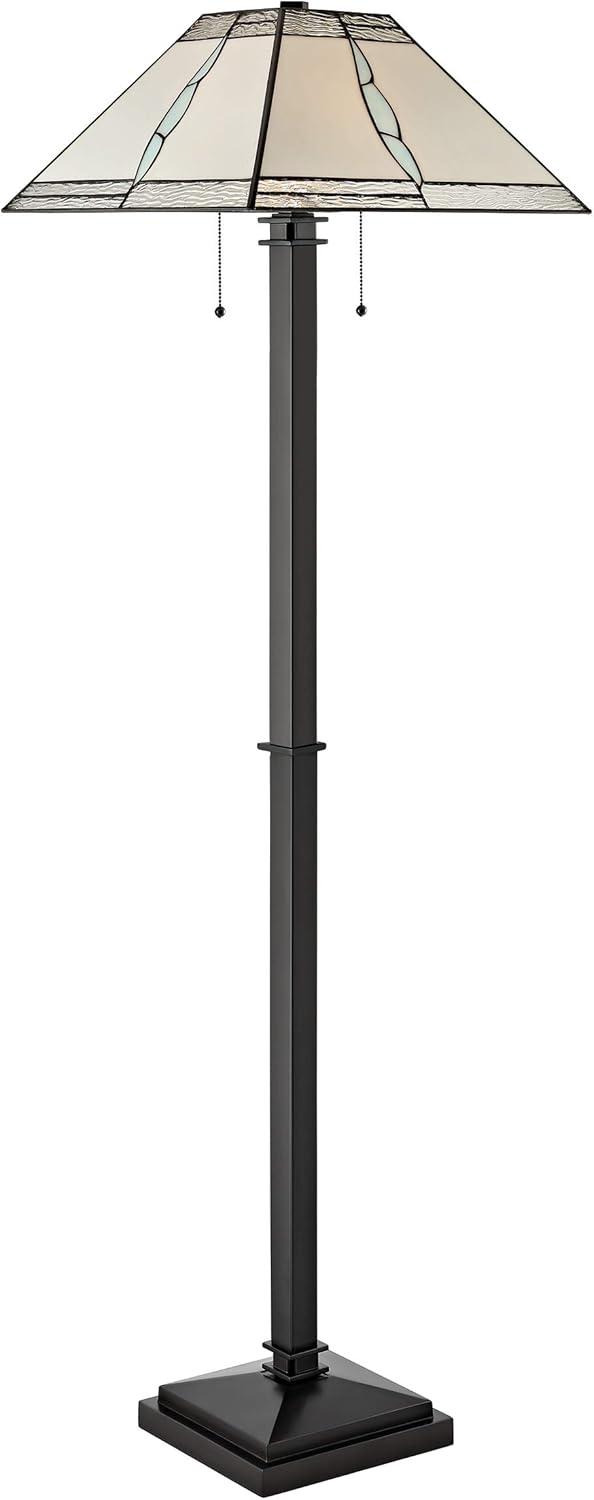 Edison 64" Adjustable Stained Glass Floor Lamp in Bronze