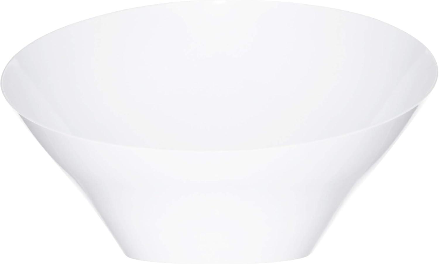 PLASTICPRO Angled Plastic Serving Bowls White Disposable Bowls Party Supplies, Large 4-Pack