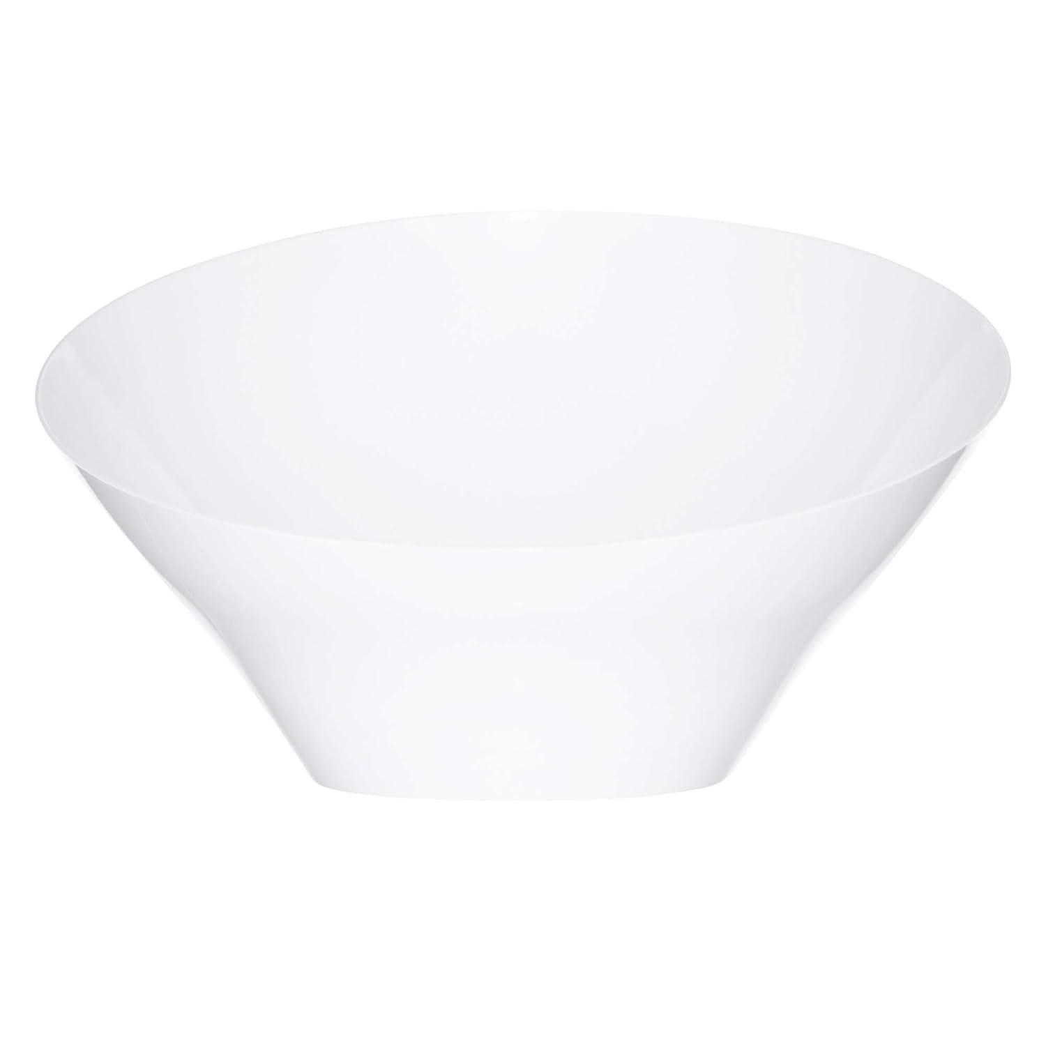 PLASTICPRO Angled Plastic Serving Bowls White Disposable Bowls Party Supplies, Large 4-Pack
