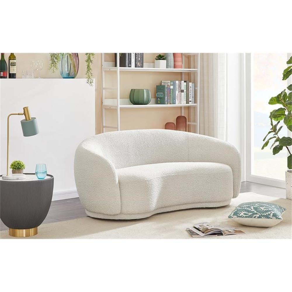 Meridian Furniture Hyde Modern Boucle Loveseat, Cream