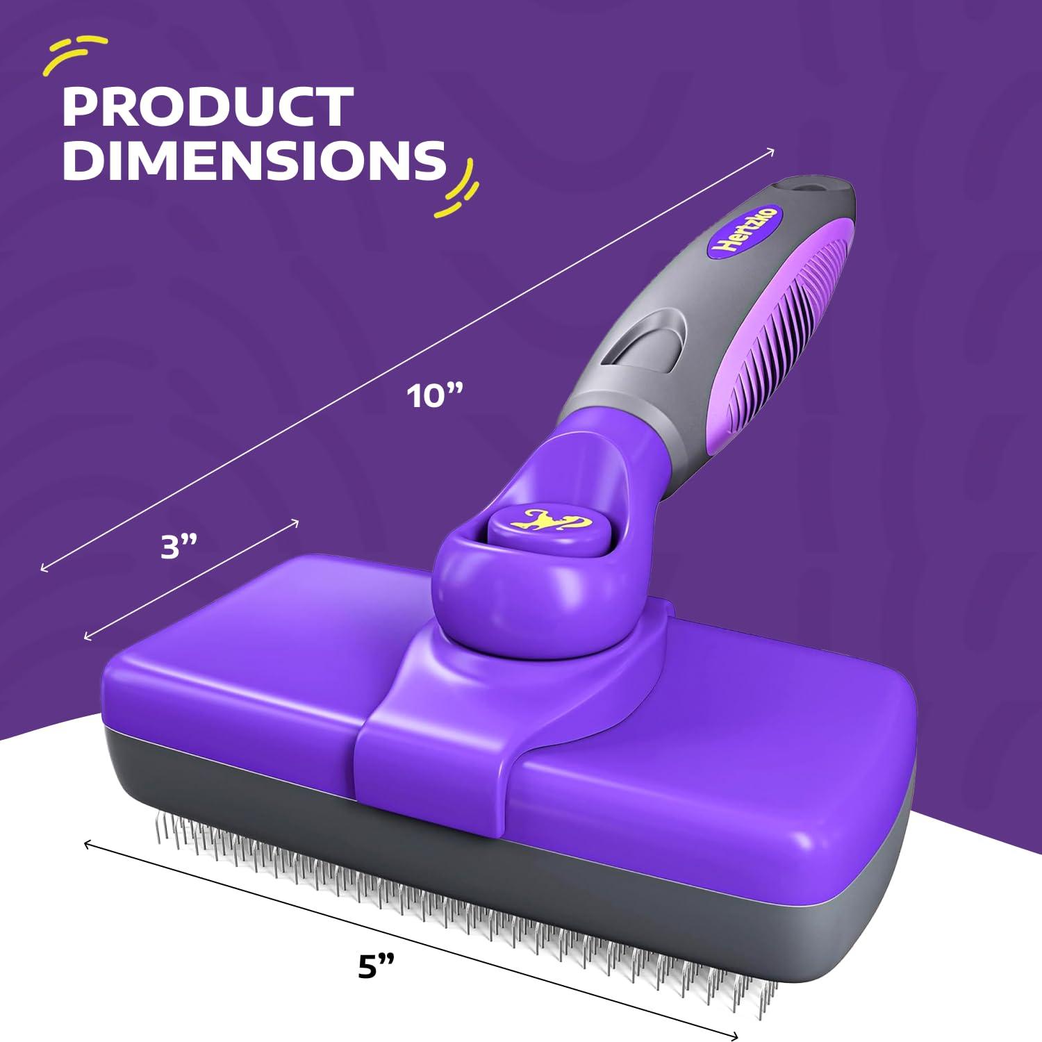 Purple Self-Cleaning Slicker Brush for Dogs and Cats