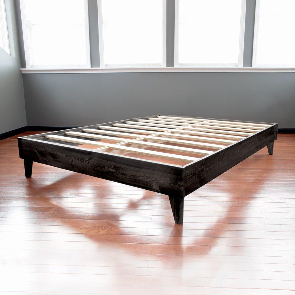 Farmhouse Pine Full Platform Bed Frame with Pressed Slats