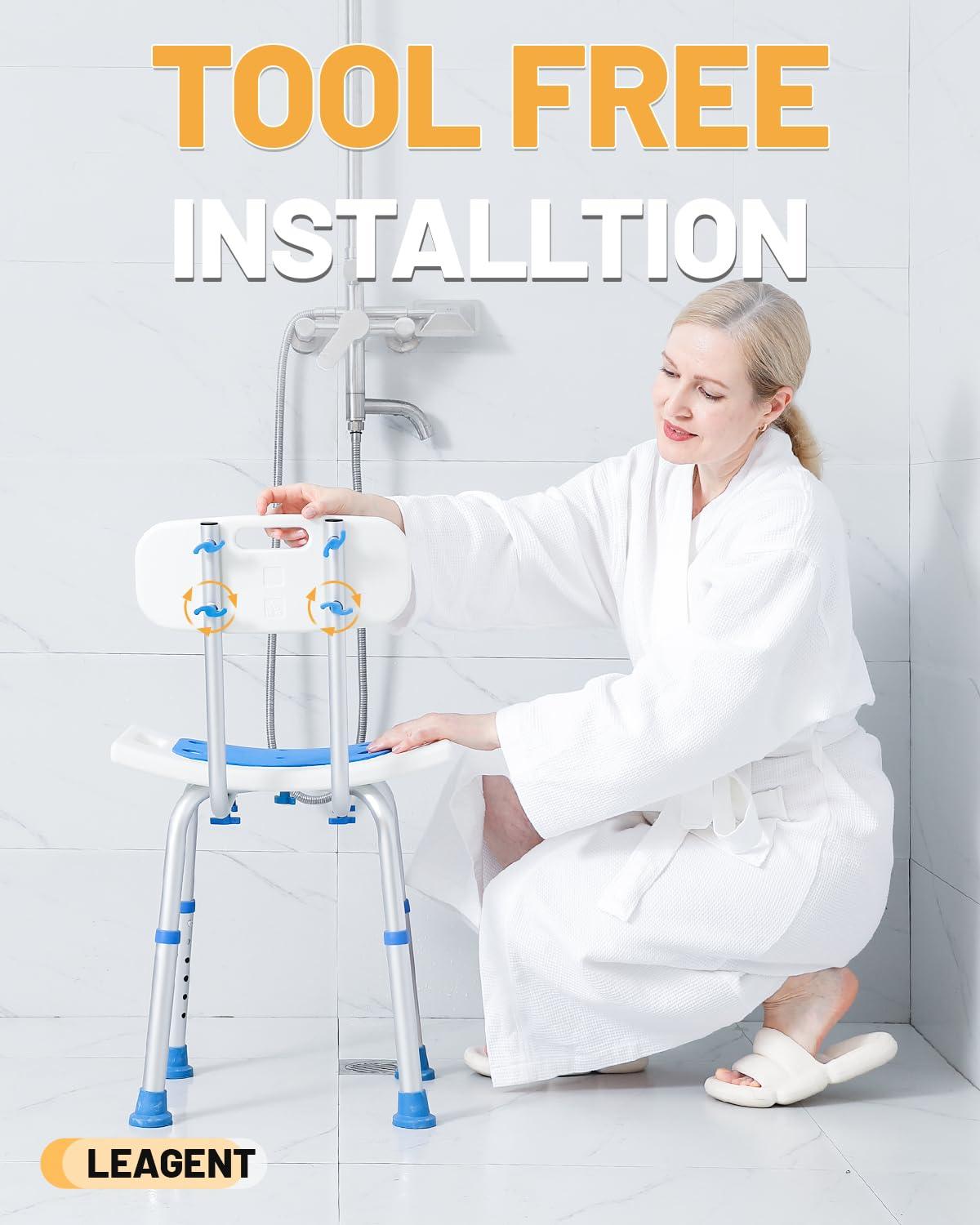 HSA FSA Shower Chair with Back, Shower Stool for Inside Shower, Shower Seat for Inside Tub, Bath Chair for Inside Bathtub for Elderly/Handicap