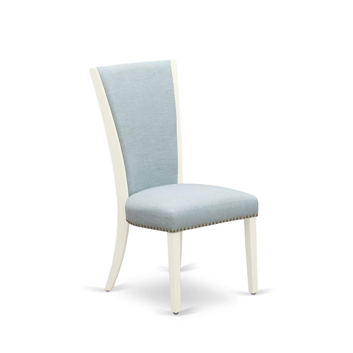 Verona Antique Walnut Wooden Frame Dining Chair with Black Linen Fabric Seat with Nail Head & Stylish Back - Set of 2